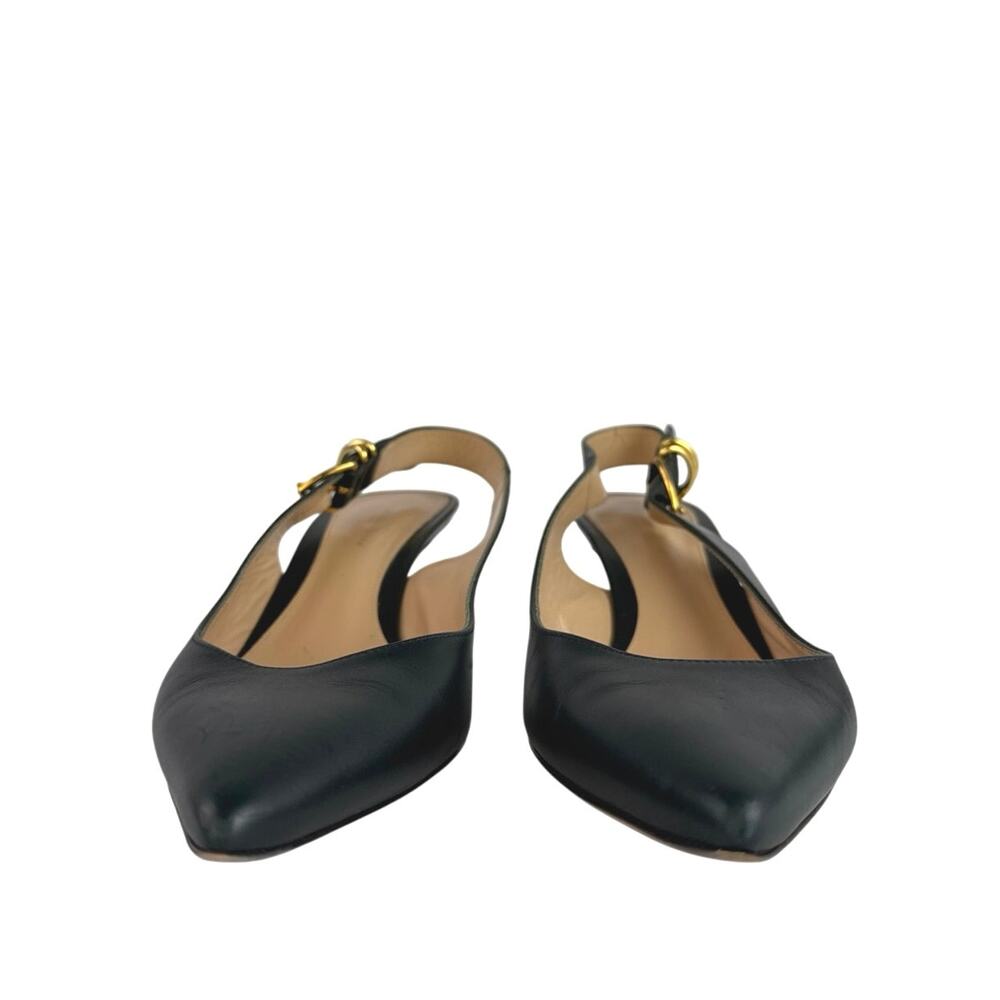 Gianvito Rossi Black Leather Pointed Toe Buckle Slingback Pumps Shoes 40 US 10 - Picture 2 of 8